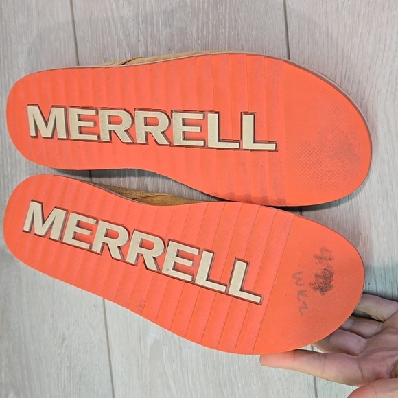 Merrell Women Juno Camel Leather Mule Clog shoes Platform shoes sz 10 - Picture 10 of 11